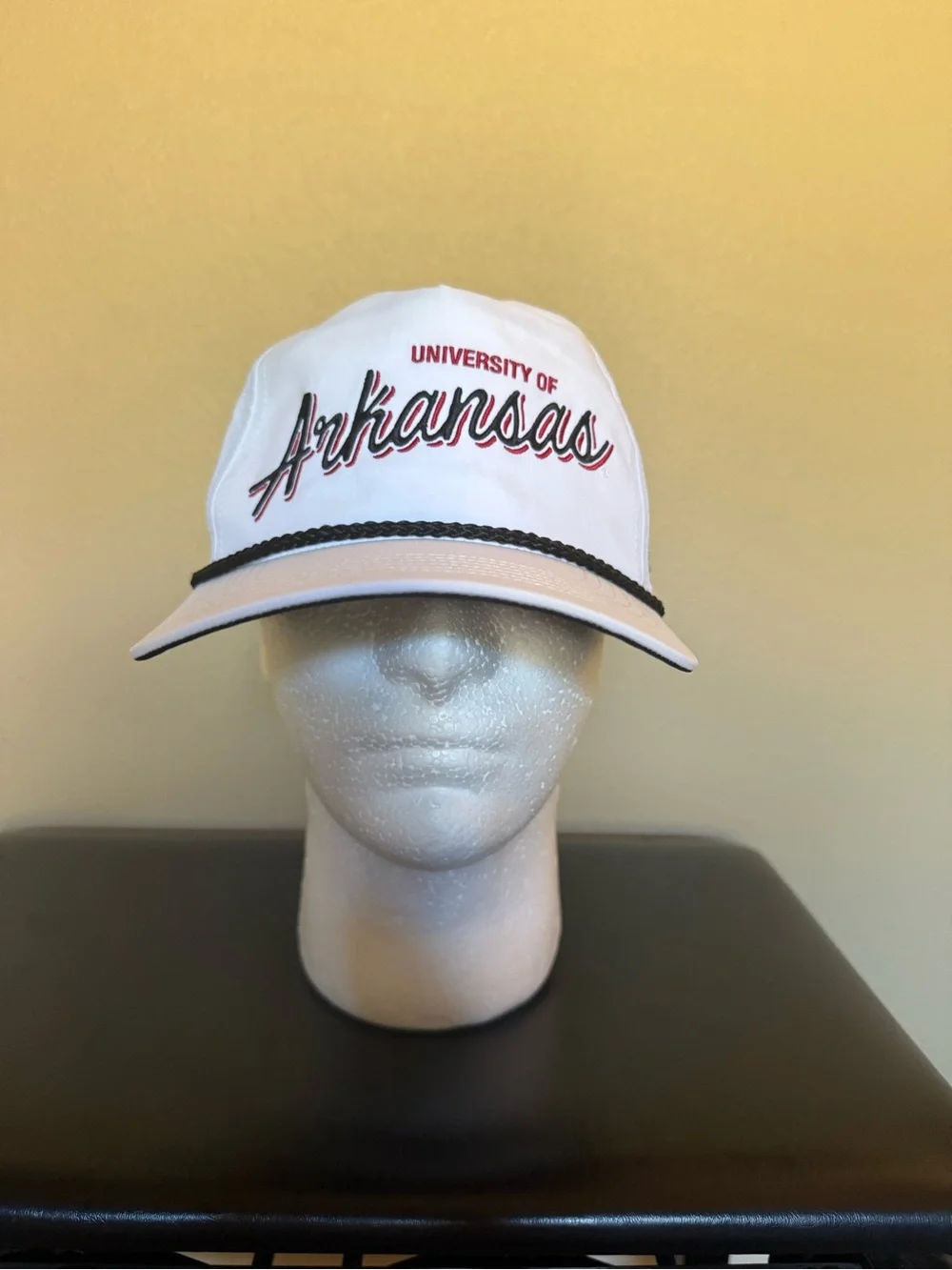 University of Arkansas White Baseball Cap with Script Logo
